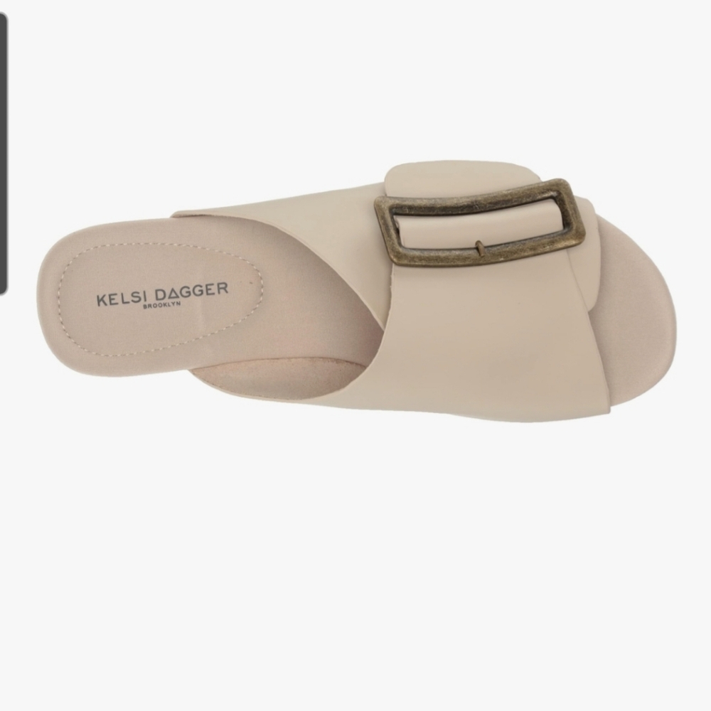 Anthropologie Kelsi Dagger Brooklyn Dover Platform Cream Buckle Slide -size 6.5 - Picture 9 of 9